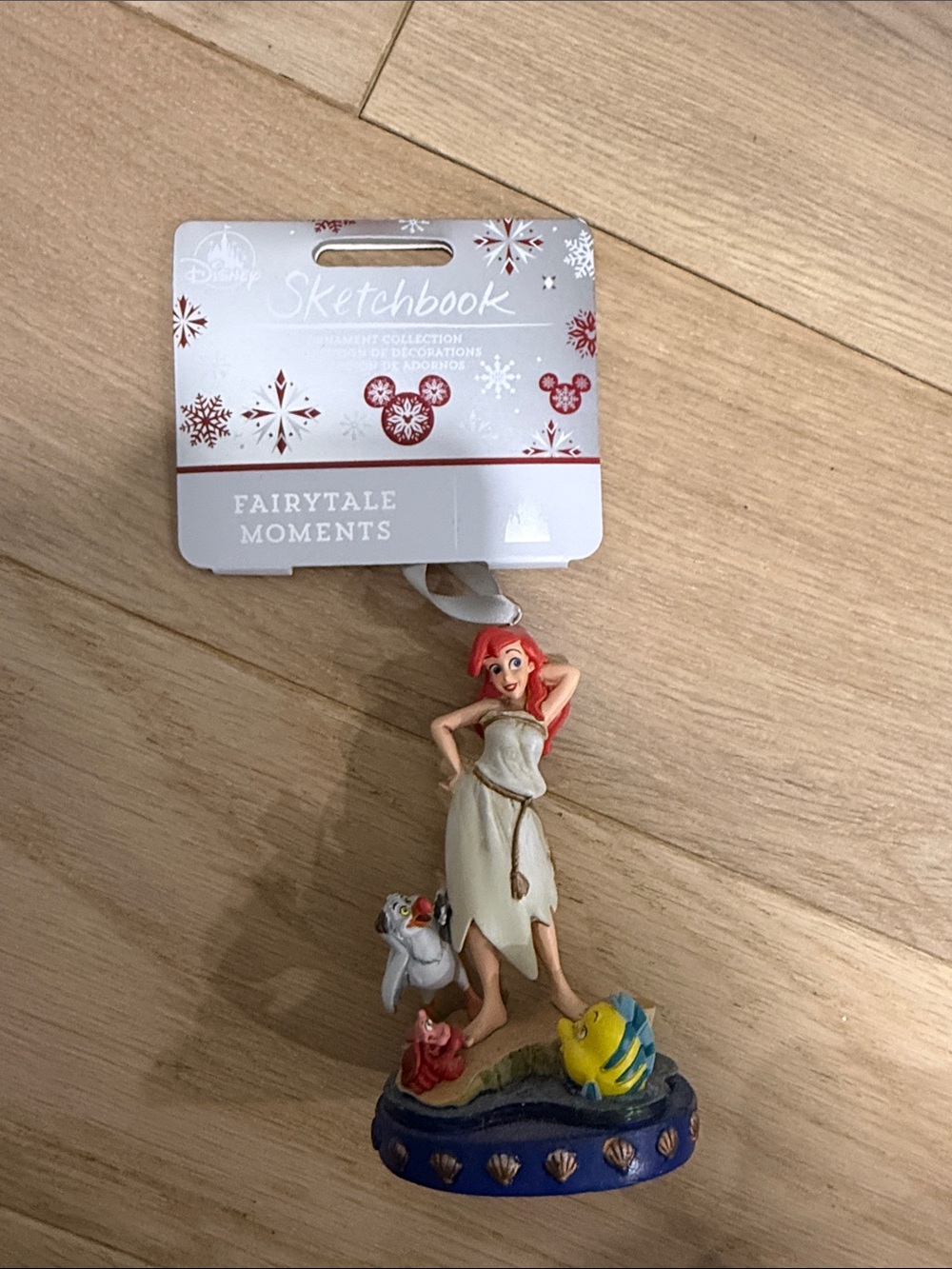 Disney Sketchbook Ariel Ornament – Red Hair, Cream Dress, Blue Base